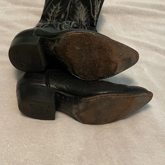 Tony Lama Black Cowboy Boots - Picture 6 of 7